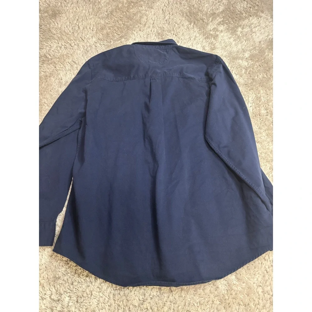 Greatland Apparel Mens Large Tall Navy Blue Cotton Canvas Button Down Shirt L/T‎